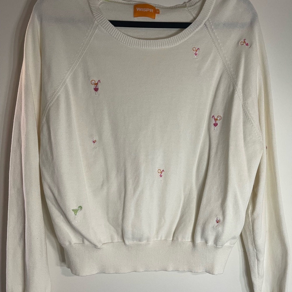 WISPR Women's White Sweater with Embroidered Details